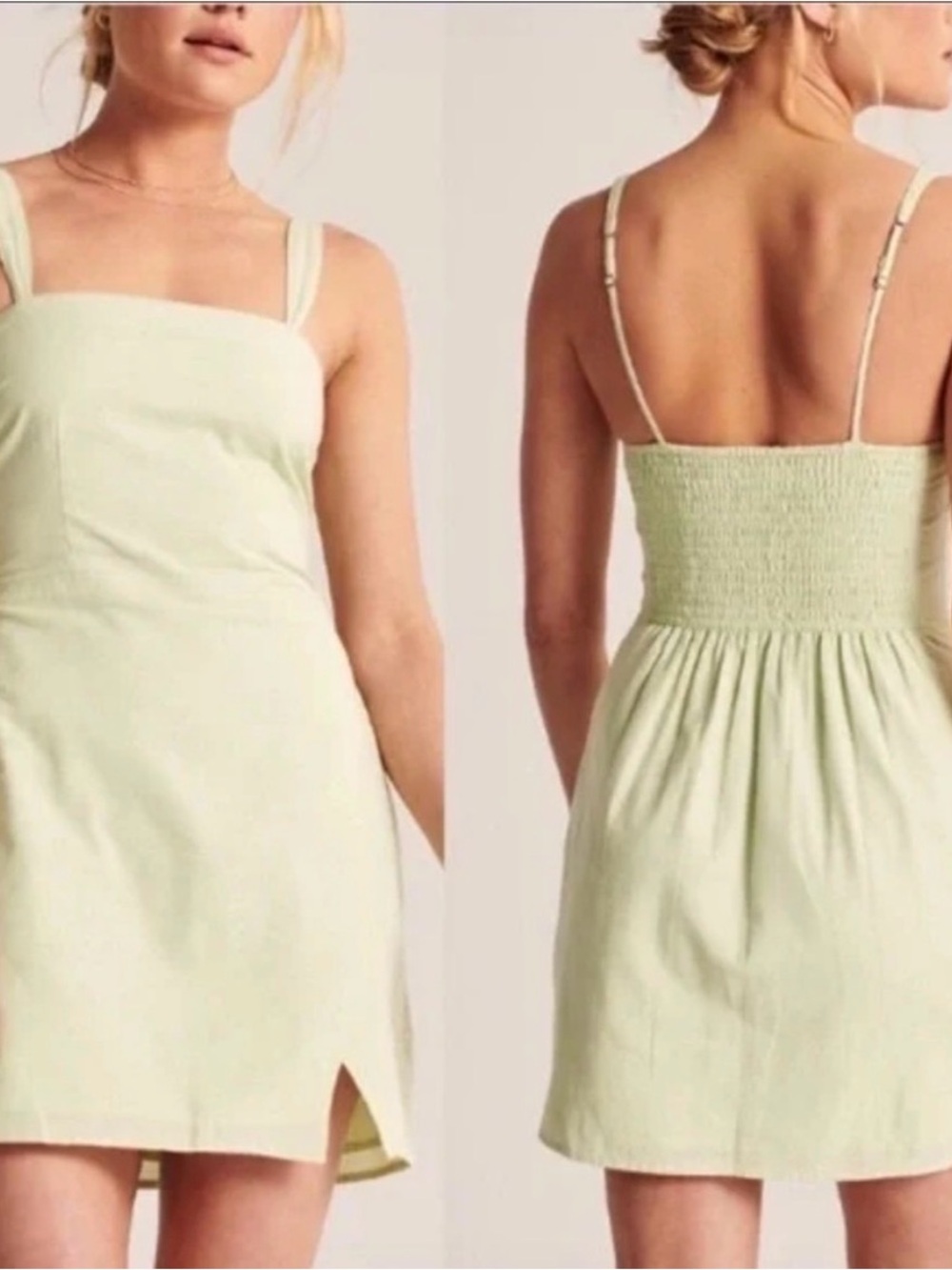Abercrombie & Fitch Pale Green Square-Neck Mini Dress